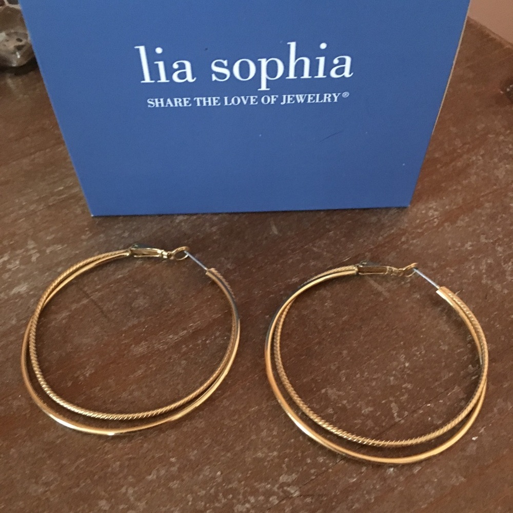 Lia Sophia Gold Hoop Earrings